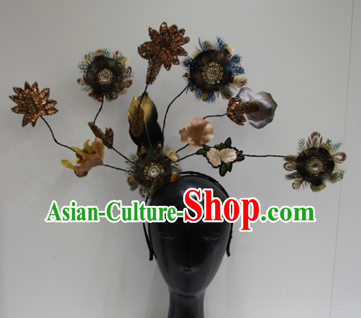 Top Baroque Headdress Handmade Party Branch Headwear Embroidered Royal Crown Top Baroque Headdress Handmade Party Branch Headwear Embroidered Royal Crown