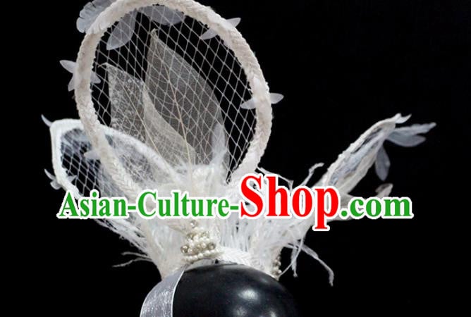 Top Party Royal Crown Headwear Handmade Baroque Style Top Hat Lace Feather Headdress Top Party Royal Crown Headwear Handmade Baroque Style Top Hat Lace Feather Headdress