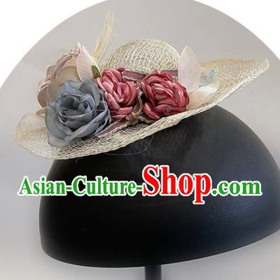 Handmade Flowers Headwear Children Performance Headdress Handmade Straw Hat
