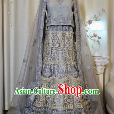 India Wedding Dress Asian Embroidered Blue Outfit Top Indian Clothing Traditional Lengha Garment