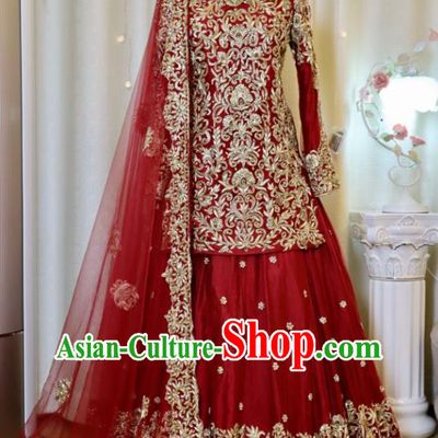 Indian Wedding Clothing Top India Bride Lengha Garment Traditional Embroidered Red Dress Outfit