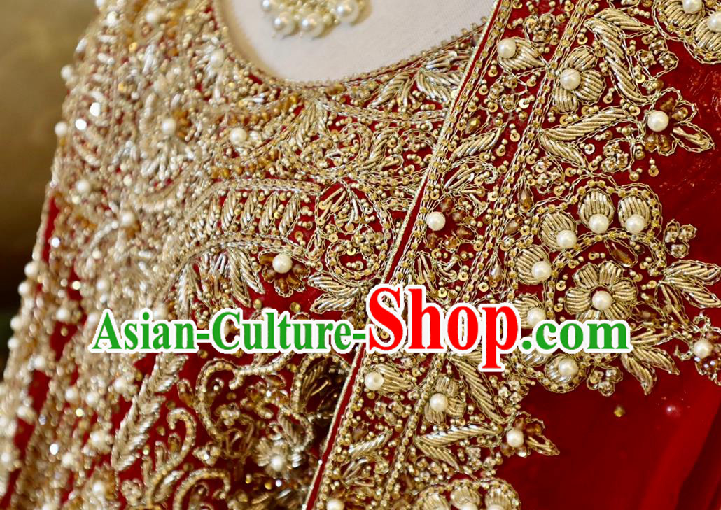 Top Indian Traditional Garment India Wedding Dress Embroidered Red Skirt Outfit Lengha Clothing Top Indian Traditional Garment India Wedding Dress Embroidered Red Skirt Outfit Lengha Clothing