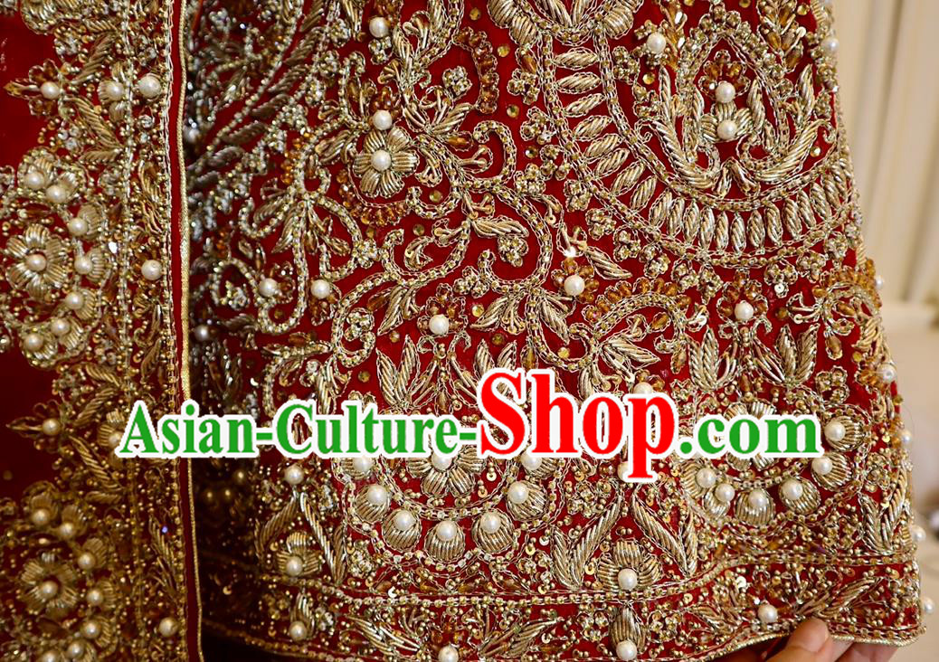 Top Indian Traditional Garment India Wedding Dress Embroidered Red Skirt Outfit Lengha Clothing Top Indian Traditional Garment India Wedding Dress Embroidered Red Skirt Outfit Lengha Clothing