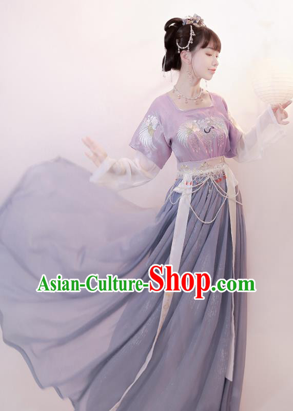 Chinese Ancient Young Lady Violet Dress Tang Dynasty Princess Costumes Traditional Hanfu Clothing Chinese Ancient Young Lady Violet Dress Tang Dynasty Princess Costumes Traditional Hanfu Clothing