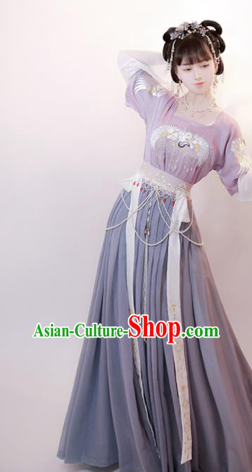 Chinese Ancient Young Lady Violet Dress Tang Dynasty Princess Costumes Traditional Hanfu Clothing Chinese Ancient Young Lady Violet Dress Tang Dynasty Princess Costumes Traditional Hanfu Clothing