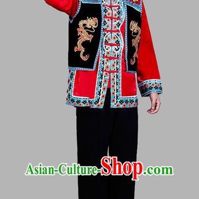 Chinese Ethnic Festival Performance Costumes Tujia Minority Folk Dance Clothing Yi Nationality Men Outfits