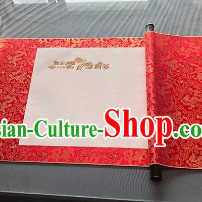 Chinese 2 Meters Long Classical Wedding Guest Signatures Cloth Scroll