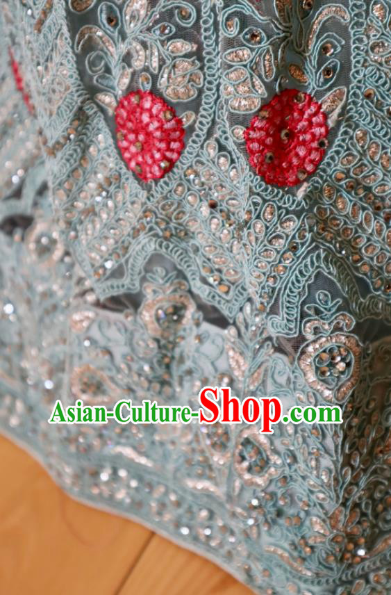 Top Embroidered Blue Outfit Traditional Wedding Dress India Clothing Indian Bride Lengha Garment Top Embroidered Blue Outfit Traditional Wedding Dress India Clothing Indian Bride Lengha Garment