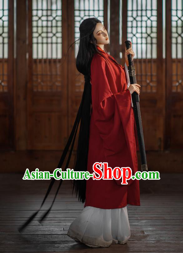 Chinese Wei Dynasty Princess Costumes Traditional Red Hanfu Clothing Ancient Swordswoman Dress Outfits Chinese Wei Dynasty Princess Costumes Traditional Red Hanfu Clothing Ancient Swordswoman Dress Outfits