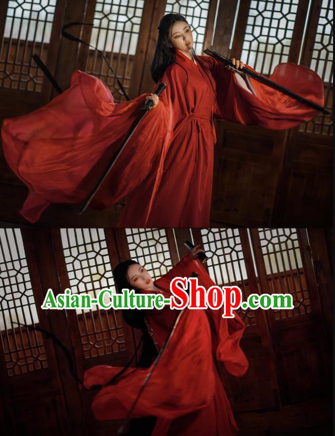 Chinese Wei Dynasty Princess Costumes Traditional Red Hanfu Clothing Ancient Swordswoman Dress Outfits Chinese Wei Dynasty Princess Costumes Traditional Red Hanfu Clothing Ancient Swordswoman Dress Outfits