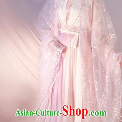 Chinese Traditional Hanfu Clothing Ancient Princess Pink Dress Tang Dynasty Palace Beauty Costumes