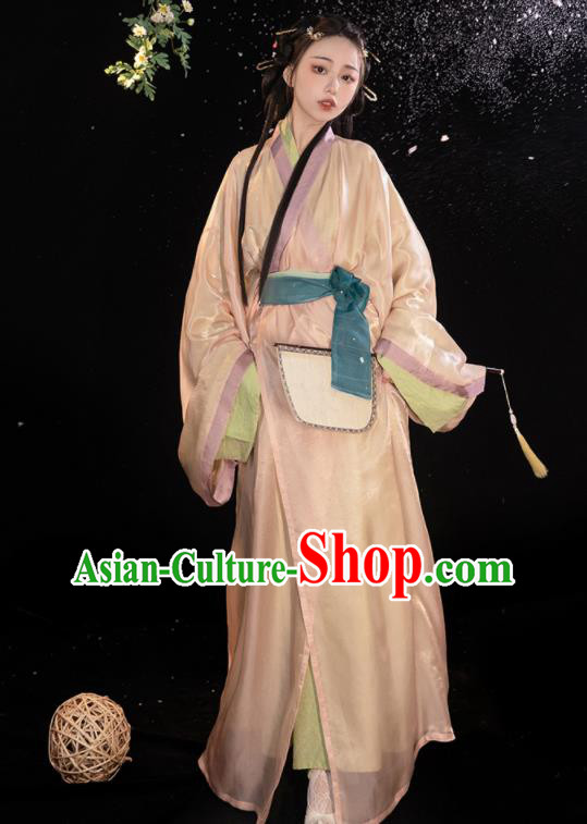 Chinese Traditional Yarn Hanfu Dress Han Dynasty Court Lady Garment Costumes Ancient Princess Clothing