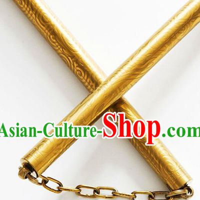 Top Stainless Steel Nunchakus Chinese Martial Arts Nunchaku Handmade Kung Fu Golden Nunchaka
