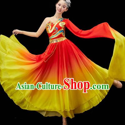 Chinese Umbrella Dance Garment Classical Dance Clothing Woman Water Sleeve Dance Costume Stage Performance Red Dress