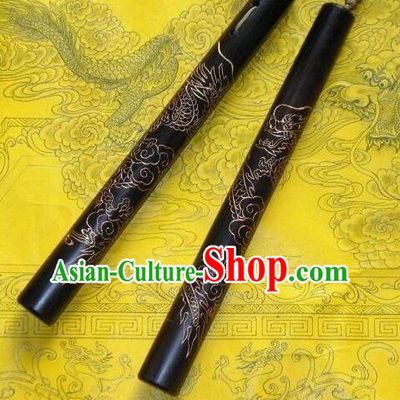 Top African Blackwood Nunchakus Chinese Martial Arts Nunchaku Handmade Kung Fu Carving Dragon Nunchaka
