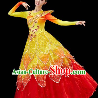 Women Flower Dance Costume Stage Performance Dress Modern Dance Clothing Chinese Spring Festival Gala Opening Dance Garment