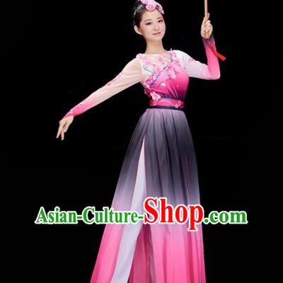 Chinese Classical Dance Costume Stage Performance Pink Dress Umbrella Dance Clothing Women Group Dance Garments