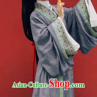 Chinese Ancient Palace Lady Dress Garments Jin Dynasty Princess Historical Costumes Traditional Hanfu Straight Front Robe Clothing