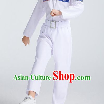 Chinese Space Field Officers Uniform Modern Dance White Suit Stage Performance Clothing Spaceman Dance Costume