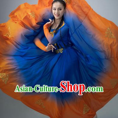 Chinese Xinjiang Dance Dress Ethnic Dance Clothing Uyghur Nationality Women Stage Performance Costume