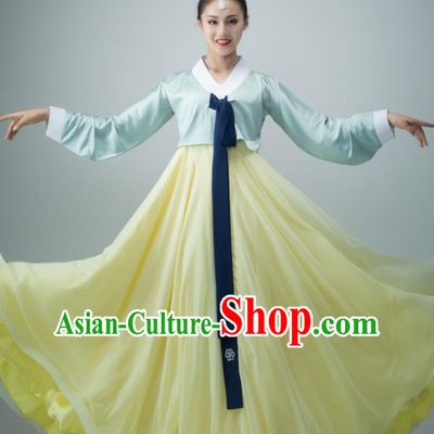 Chinese Chaoxian Nationality Stage Performance Costume Women Group Dance Yellow Dress Classical Dance Clothing