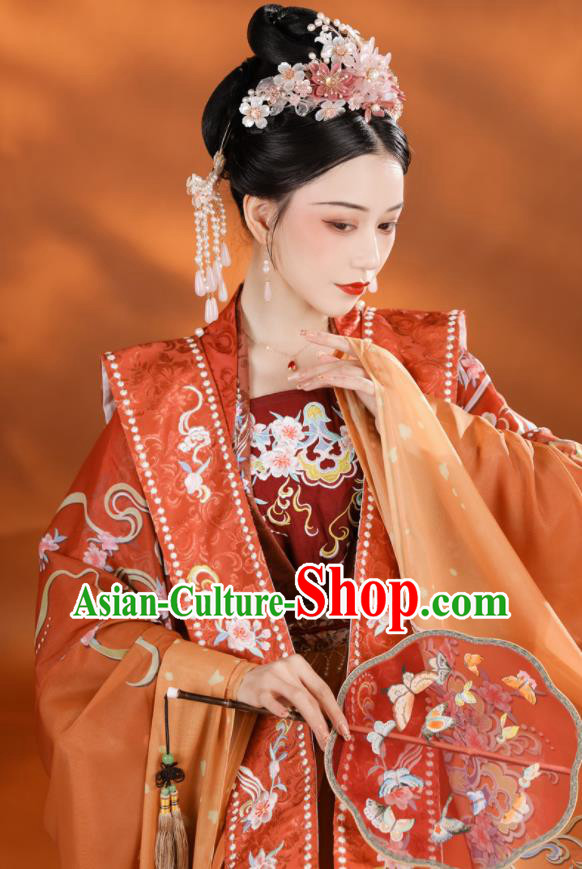 China Traditional Red Hanfu Dress Song Dynasty Wedding Clothing Ancient Royal Empress Garment Costumes China Traditional Red Hanfu Dress Song Dynasty Wedding Clothing Ancient Royal Empress Garment Costumes
