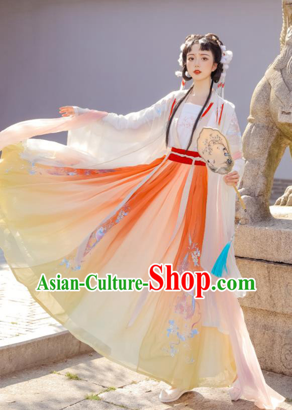 Chinese Traditional Hanfu Dresses Song Dynasty Young Lady Garment Costumes Ancient Royal Princess Clothing Chinese Traditional Hanfu Dresses Song Dynasty Young Lady Garment Costumes Ancient Royal Princess Clothing
