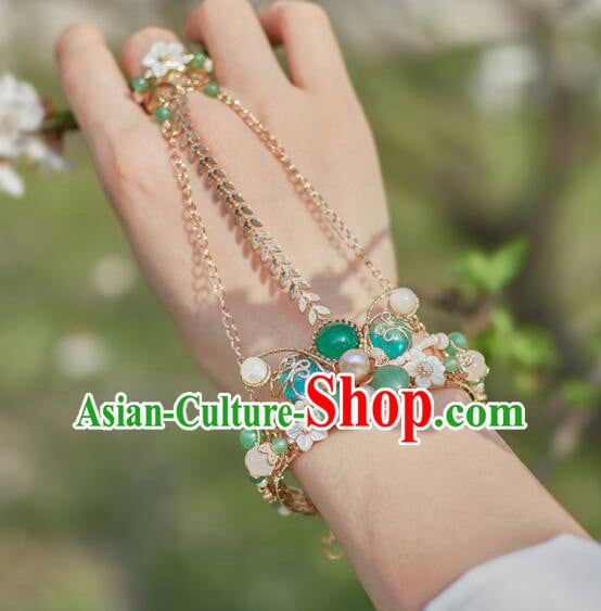 Chinese Handmade Hanfu Bangle with Ring Traditional Jewelry Ancient Princess Bracelet Chinese Handmade Hanfu Bangle with Ring Traditional Jewelry Ancient Princess Bracelet