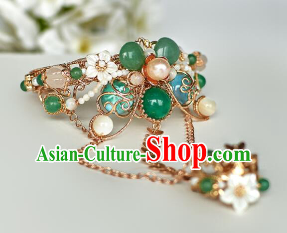 Chinese Handmade Hanfu Bangle with Ring Traditional Jewelry Ancient Princess Bracelet Chinese Handmade Hanfu Bangle with Ring Traditional Jewelry Ancient Princess Bracelet