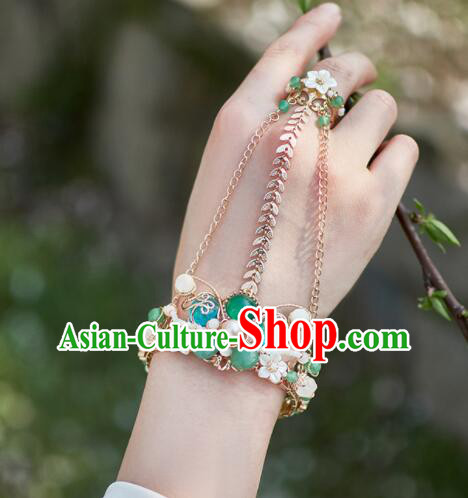 Chinese Handmade Hanfu Bangle with Ring Traditional Jewelry Ancient Princess Bracelet Chinese Handmade Hanfu Bangle with Ring Traditional Jewelry Ancient Princess Bracelet