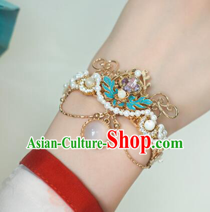 Chinese Ancient Princess Cloisonne Bracelet Handmade Hanfu Bangle Traditional Amethyst Jewelry Chinese Ancient Princess Cloisonne Bracelet Handmade Hanfu Bangle Traditional Amethyst Jewelry
