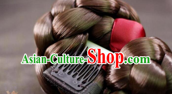Korean Traditional Braid Wig Hanbok Hair Bun Handmade Court Headpiece Korean Traditional Braid Wig Hanbok Hair Bun Handmade Court Headpiece