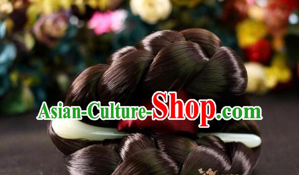 Korean Traditional Braid Wig Hanbok Hair Bun Handmade Court Headpiece Korean Traditional Braid Wig Hanbok Hair Bun Handmade Court Headpiece