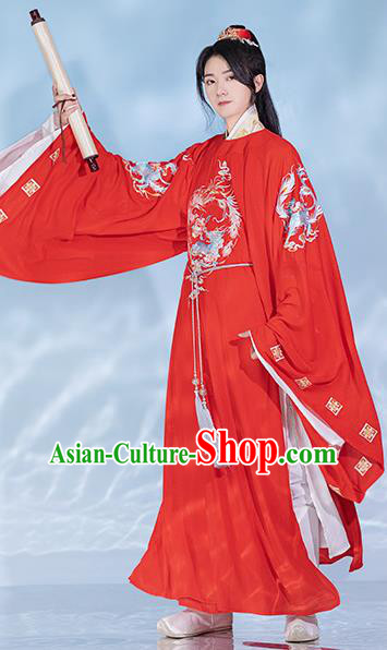 Chinese Ancient Hanfu Wedding Clothing Traditional Groom Red Robe Song Dynasty Scholar Garment Costumes Chinese Ancient Hanfu Wedding Clothing Traditional Groom Red Robe Song Dynasty Scholar Garment Costumes