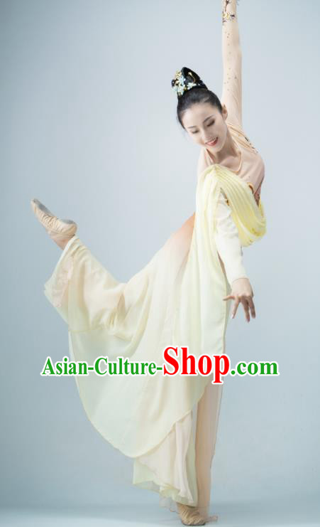 Chinese Dance Competition Clothing Classical Dance Costume Umbrella Dance Apricot Dress Chinese Dance Competition Clothing Classical Dance Costume Umbrella Dance Apricot Dress