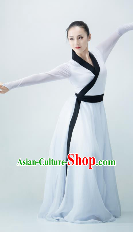 Chinese Swordsman Dance White Dress Dance Competition Clothing Classical Dance Costume Chinese Swordsman Dance White Dress Dance Competition Clothing Classical Dance Costume