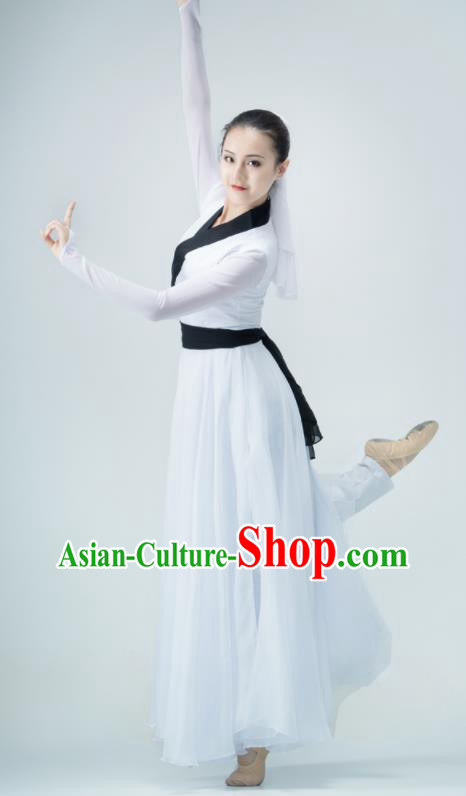Chinese Swordsman Dance White Dress Dance Competition Clothing Classical Dance Costume Chinese Swordsman Dance White Dress Dance Competition Clothing Classical Dance Costume