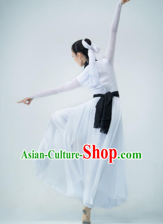 Chinese Swordsman Dance White Dress Dance Competition Clothing Classical Dance Costume Chinese Swordsman Dance White Dress Dance Competition Clothing Classical Dance Costume