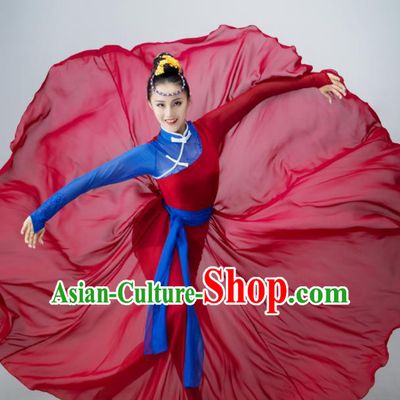 Chinese Mongolian Dance Clothing Modern Dance Costume Opening Dance Red Dress Dance Stage Performance Garment