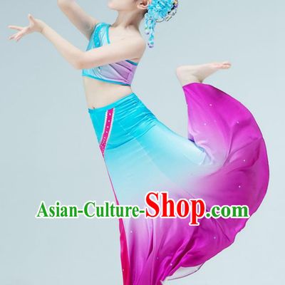 Chinese Classical Dance Clothing Stage Performance Costume Children Peacock Dance Dress Dai Nationality Dance Garment