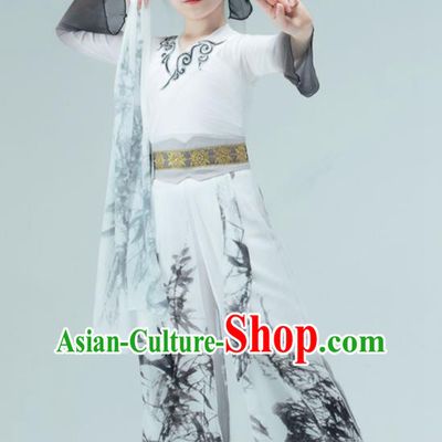 Chinese Classical Dance Garment Children Sword Dance Clothing Stage Performance Costume Mang Zhong Dance Ink Painting Outfit