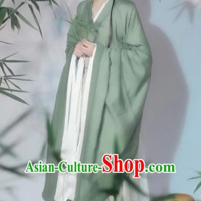 Chinese Ancient Swordswoman Clothing Jin Dynasty Young Lady Costumes Traditional Green Hanfu Dress