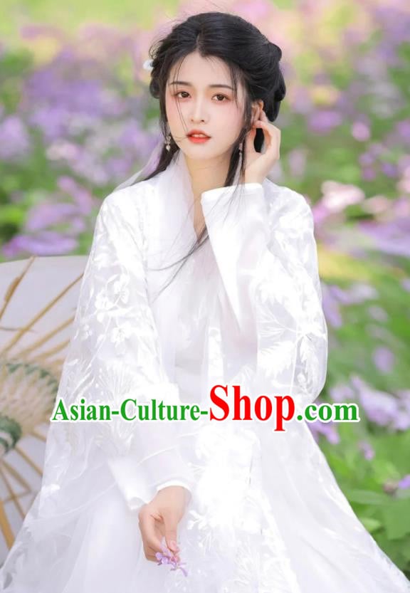 Chinese Ancient Goddess Clothing Traditional Royal Princess White Hanfu Dress Costumes Chinese Ancient Goddess Clothing Traditional Royal Princess White Hanfu Dress Costumes