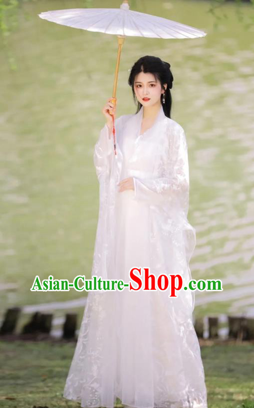 Chinese Ancient Goddess Clothing Traditional Royal Princess White Hanfu Dress Costumes Chinese Ancient Goddess Clothing Traditional Royal Princess White Hanfu Dress Costumes