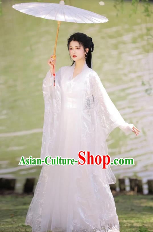 Chinese Ancient Goddess Clothing Traditional Royal Princess White Hanfu Dress Costumes Chinese Ancient Goddess Clothing Traditional Royal Princess White Hanfu Dress Costumes
