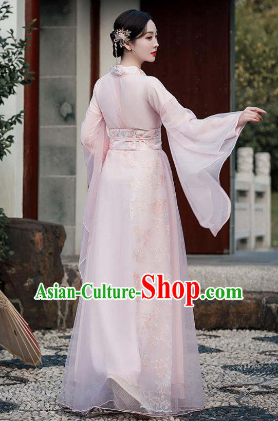 Chinese Traditional Pink Hanfu Dress Jin Dynasty Young Lady Clothing Ancient Princess Garment Costumes Chinese Traditional Pink Hanfu Dress Jin Dynasty Young Lady Clothing Ancient Princess Garment Costumes