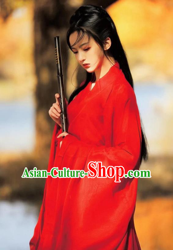 Chinese Jin Dynasty Swordswoman Clothing Ancient Female Knight Costume Traditional Red Hanfu Dress Chinese Jin Dynasty Swordswoman Clothing Ancient Female Knight Costume Traditional Red Hanfu Dress