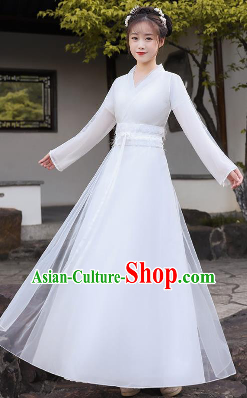 Chinese Song Dynasty Young Lady Clothing Ancient Fairy Costumes Traditional White Hanfu Dress Chinese Song Dynasty Young Lady Clothing Ancient Fairy Costumes Traditional White Hanfu Dress