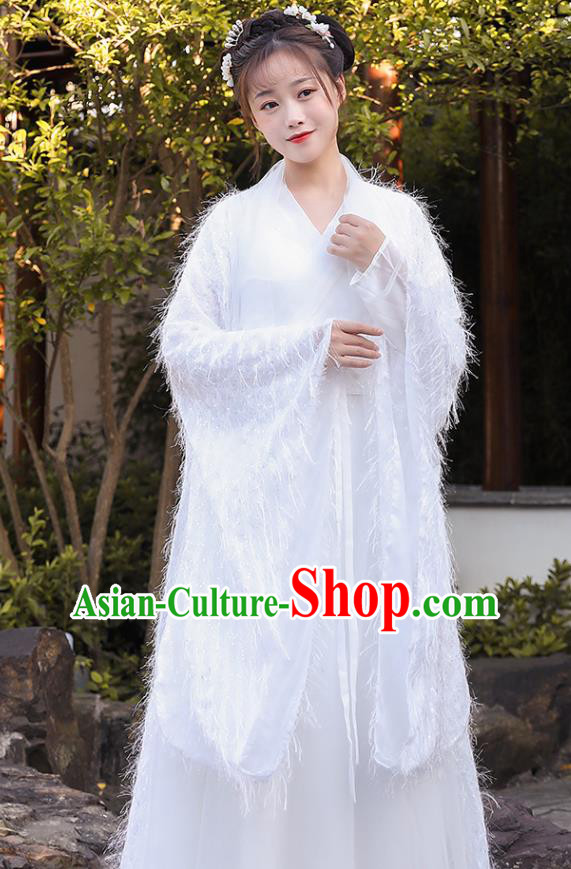 Chinese Song Dynasty Young Lady Clothing Ancient Fairy Costumes Traditional White Hanfu Dress Chinese Song Dynasty Young Lady Clothing Ancient Fairy Costumes Traditional White Hanfu Dress