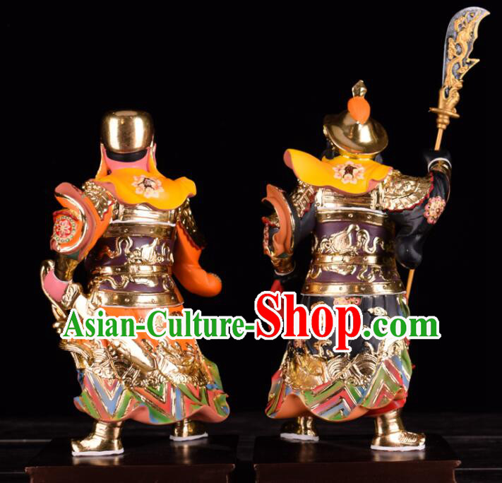 Handmade Zhou Cang and Guan Ping Statues inches Resin Sculptures Handmade Zhou Cang and Guan Ping Statues inches Resin Sculptures